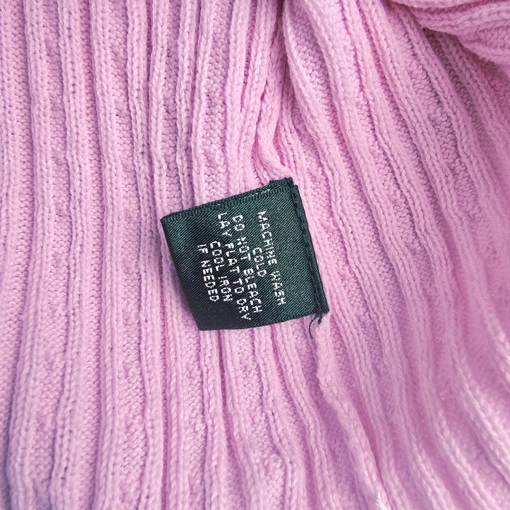 Lauren Ralph Lauren Women's Pink Cable Knit V Neck Sweater‎ 3/4 Sleeve Size S - Picture 5 of 8